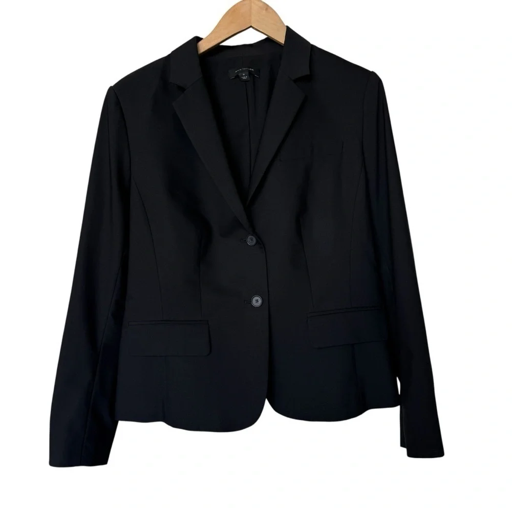 Ann Taylor Women's Black Blazer Jacket 14 Formal Tailored Fit Wool Business